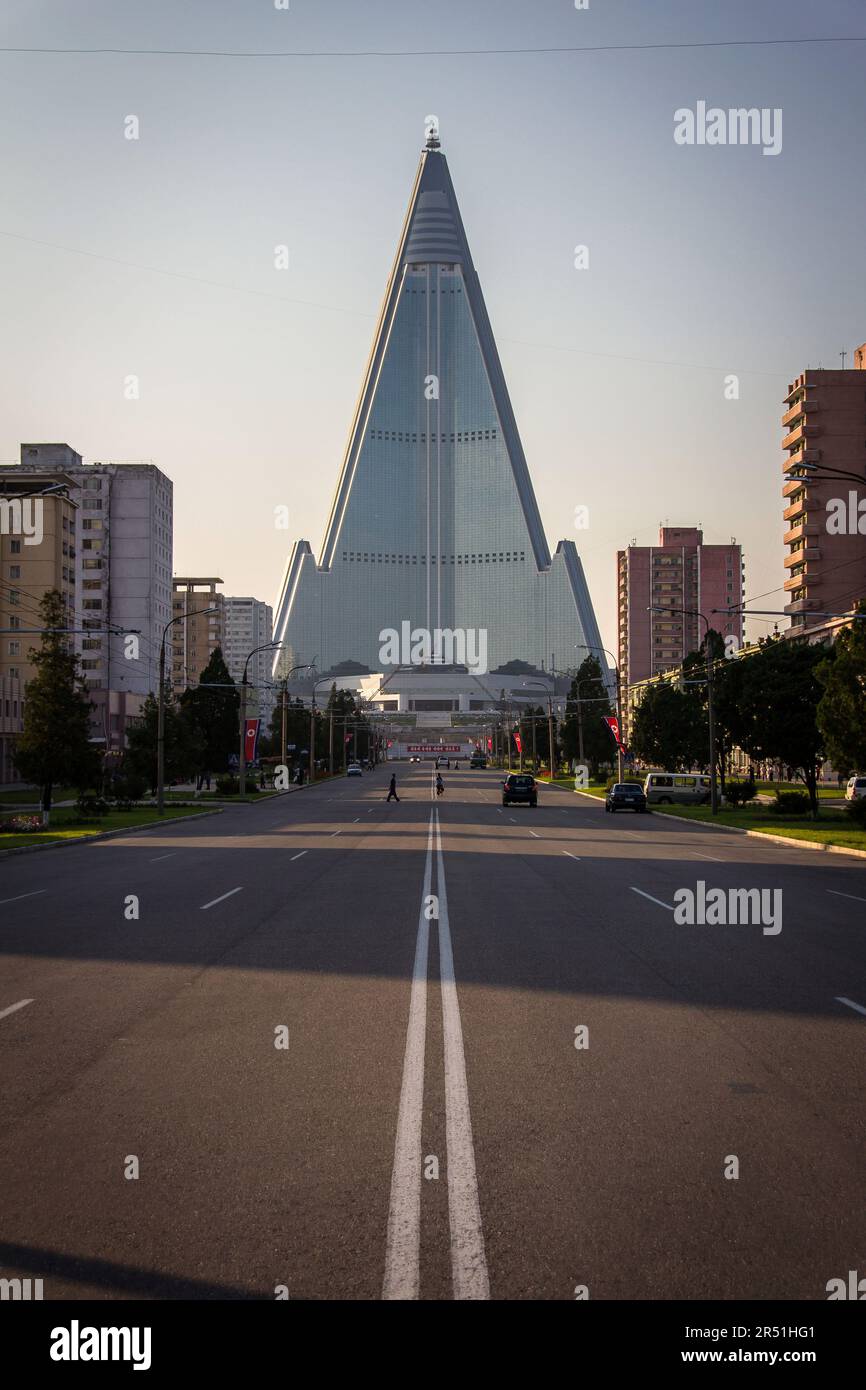 Ryugyong Hotel a Pyongyang, Corea del Nord Foto Stock