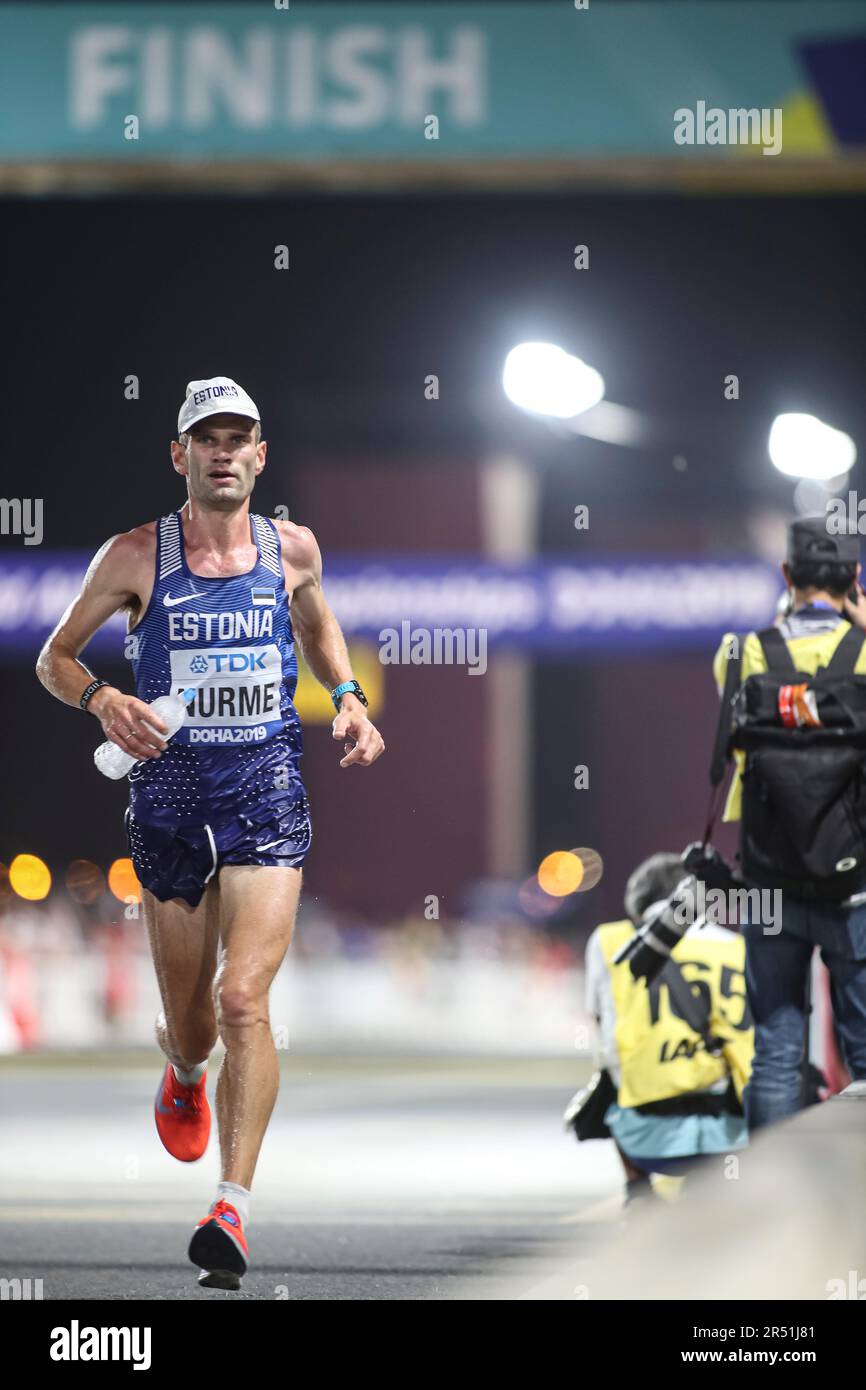 Tiidrek NURME partecipa alla maratona dei campionati mondiali di atletica di Doha 2019. Foto Stock