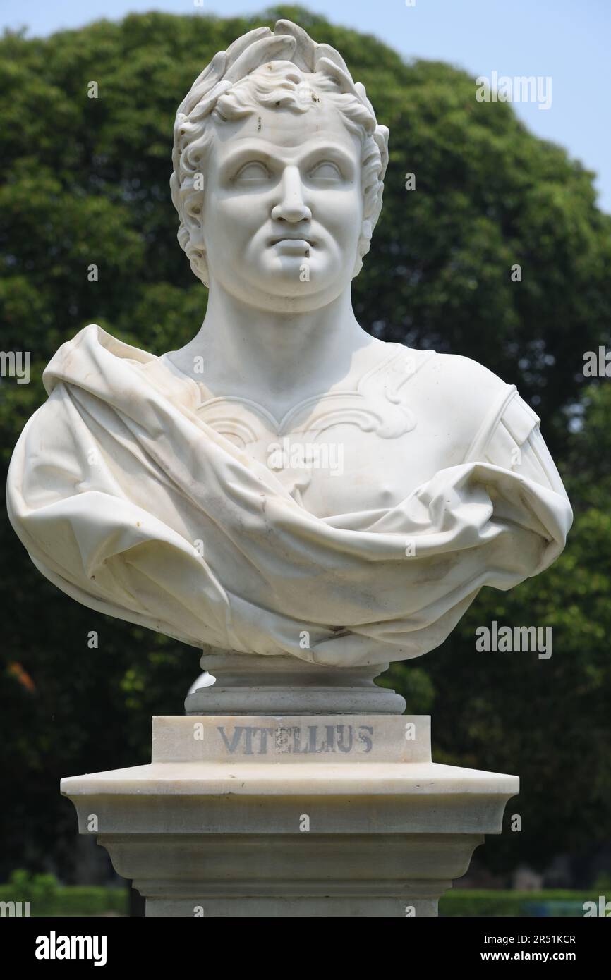 Aulus Vitellius (Roma, 24 settembre 15 – Roma, 20 dicembre 69) è stato un imperatore romano per otto mesi, dal 19 aprile al 20 dicembre 69. Busto di marmo al Victoria Me Foto Stock