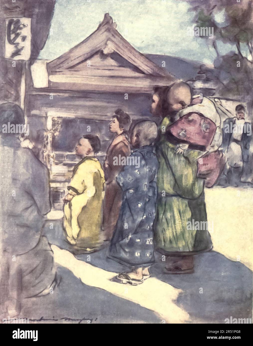 Guardare il gioco dal libro ' Giappone : un disco a colori ' acquerelli di Mortimer Menpes, con le descrizioni di sua figlia Dorothy Menpes pubblicato da Adam e Charles Black a Londra nel 1901 Foto Stock