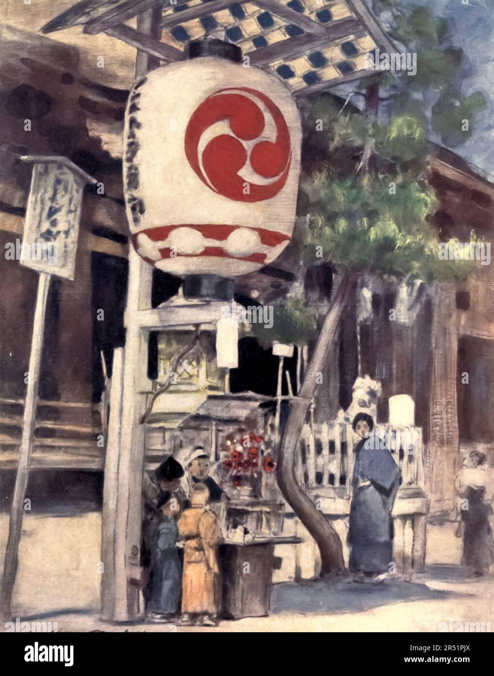 The Giant Lantern dal libro ' Japan : a record in color ' Watercolours di Mortimer Menpes, con descrizioni di sua figlia Dorothy Menpes pubblicate da Adam e Charles Black a Londra nel 1901 Foto Stock