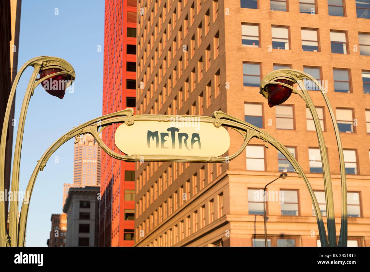 USA. Illinois, Chicago, Metra, cartello su Michigan Avenue. Foto Stock