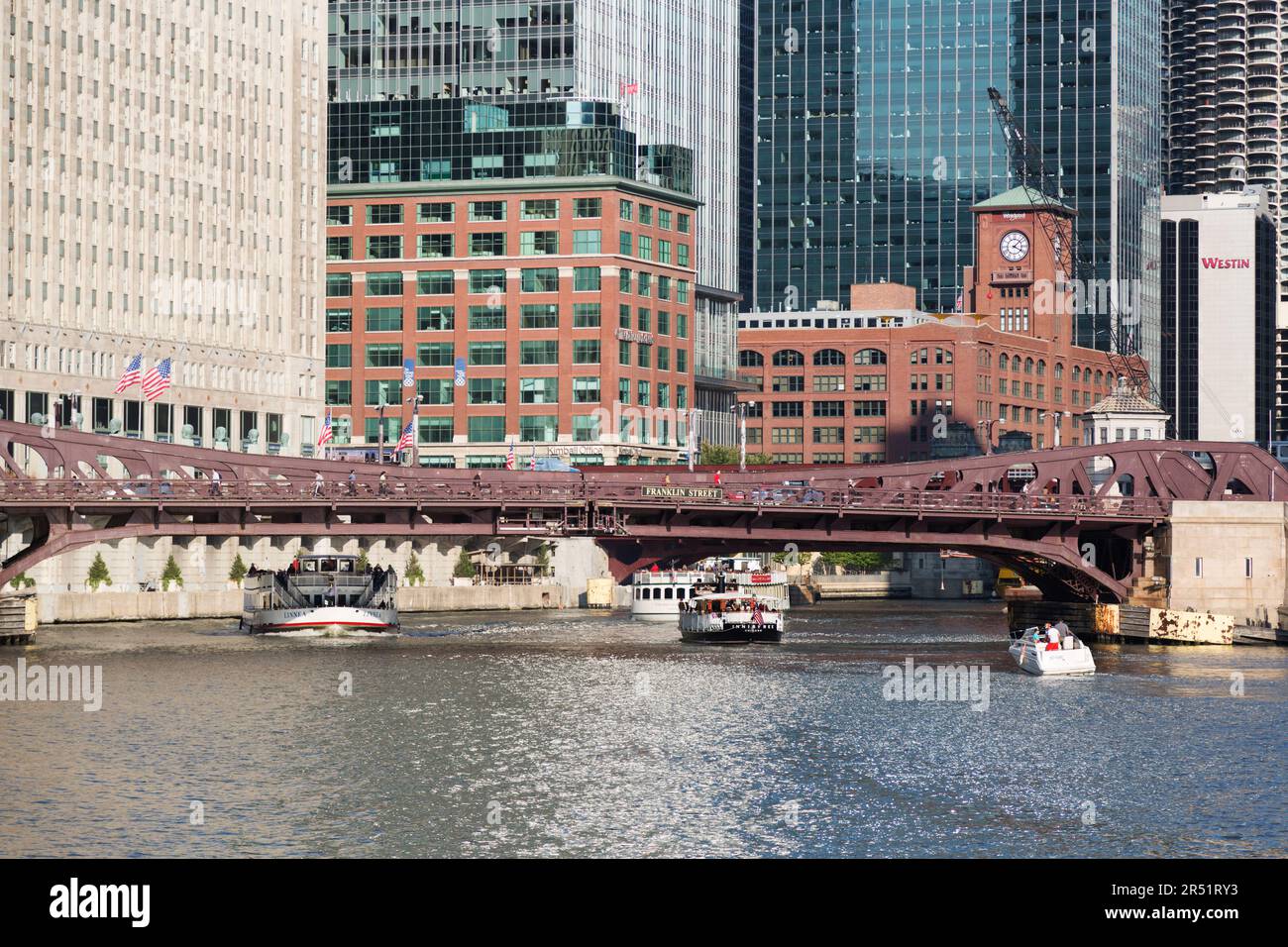 USA, Illinois, Chicago, Franklin Street Bridge Foto Stock