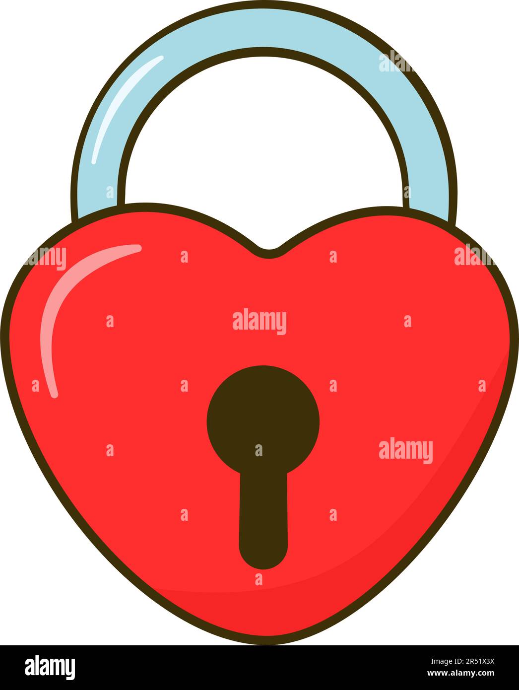 Lucchetto a forma di cuore. Icona del cartone animato. Illustrazione vettoriale Illustrazione Vettoriale