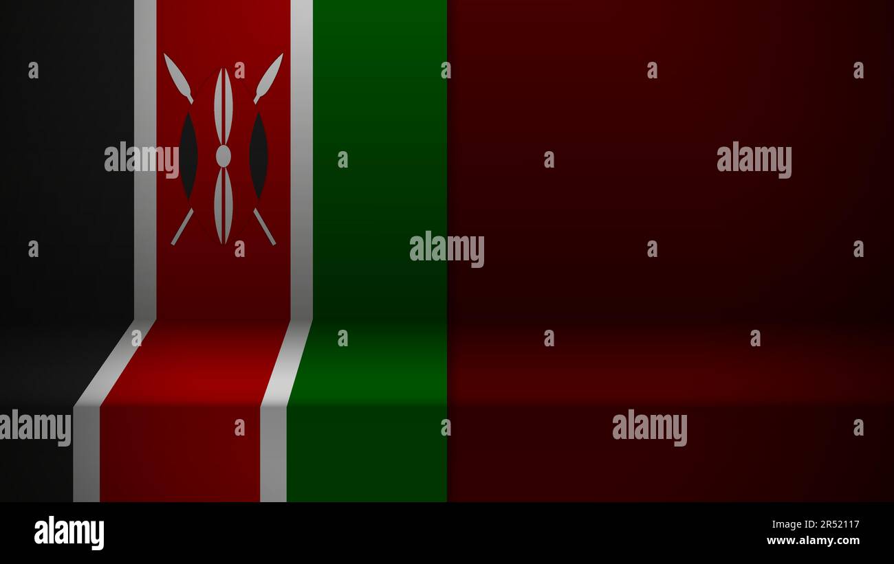 3D sfondo con bandiera del Kenya. Un elemento di impatto per l'uso che si desidera fare di esso. Illustrazione Vettoriale
