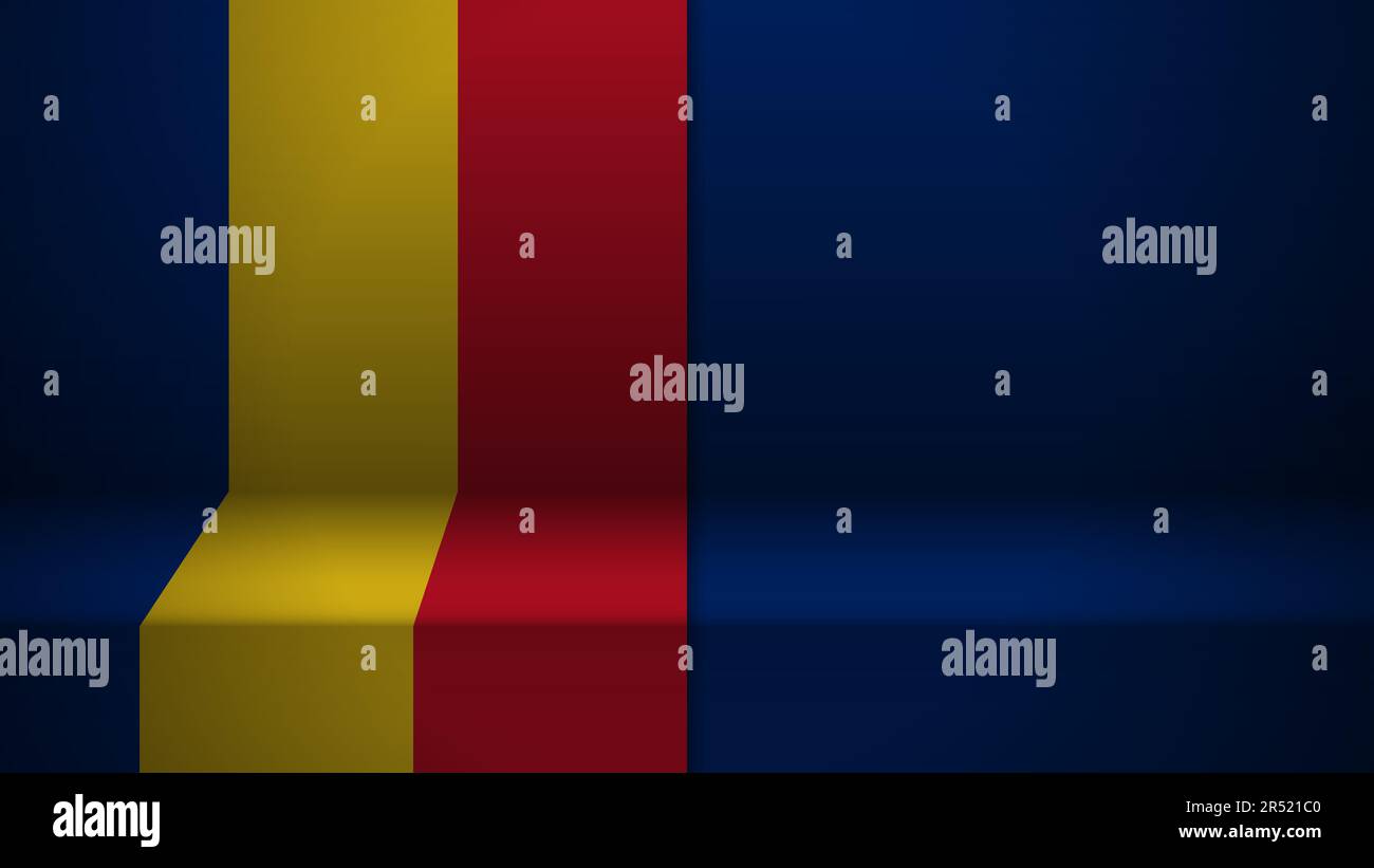 3D sfondo con bandiera della Romania. Un elemento di impatto per l'uso che si desidera fare di esso. Illustrazione Vettoriale