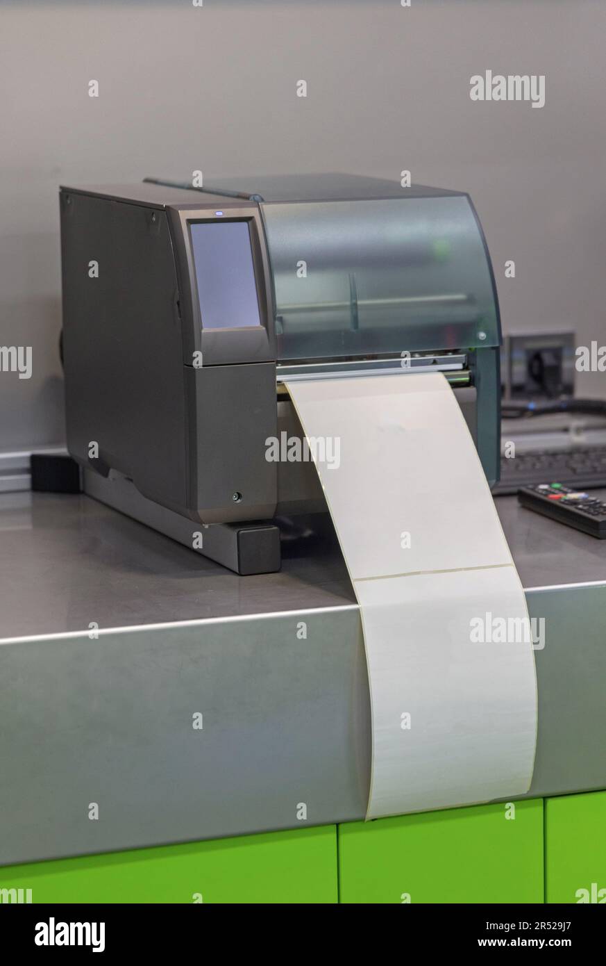 Stampante per etichette a trasferimento termico dispositivo di stampa rapida Foto Stock