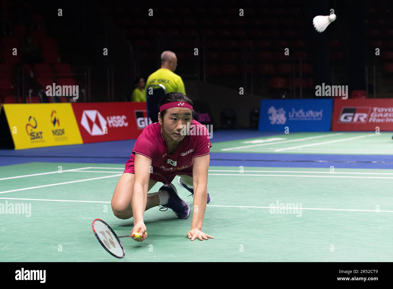 Bangkok, Thailandia. 31st maggio, 2023. Un giovane se della Corea del Sud gioca contro la linea Hojmark Kjaersfeldt di Danimarca durante il Badminton Women's single nel Thailand Open 2023 presso lo Stadio al coperto Huamark. Un giovane se ha vinto la linea Hojmark Kjaersfeldt 2:1 (17:21, 21:12, 21:16). Credit: SOPA Images Limited/Alamy Live News Foto Stock