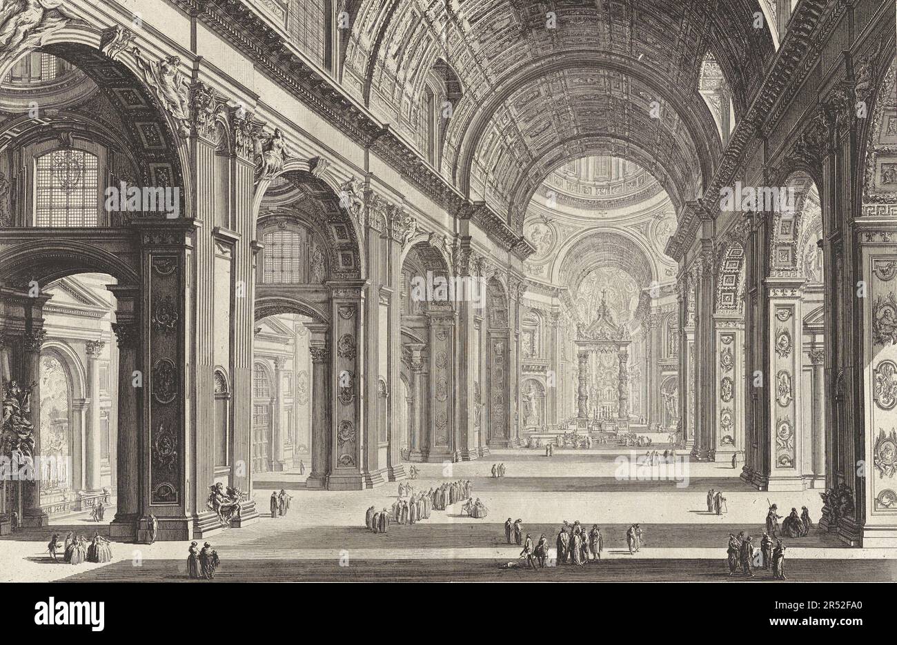 Antikes Rom, die Innenansicht des Petersdom im Vatikan, Basilica di S Pietro in Vaticano, 1770, Italien, Historisch, restaurierte digitale Reproduktion von einer Vorlage aus der damaligen Zeit / Antica Roma, la vista interna della Basilica di San Pietro in Vaticano, Basilica di S Pietro in Vaticano, 1770, Italia, storica, riproduzione restaurata digitalmente da un originale del periodo. Foto Stock