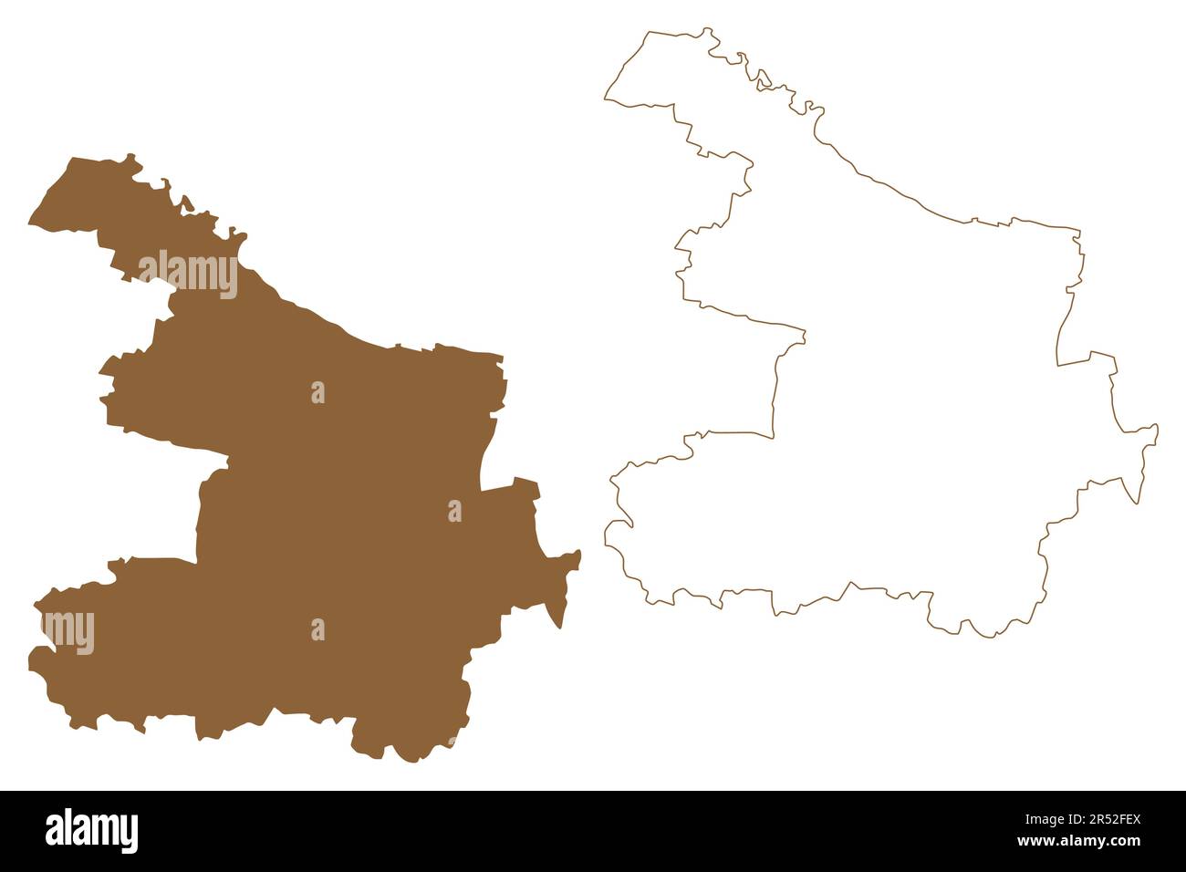 Distretto di Hollabrunn (Repubblica d'Austria o Österreich, bassa Austria o stato di Niederösterreich) illustrazione vettoriale della mappa, schizzo di schizzo di taglio Bezirk Holla Illustrazione Vettoriale