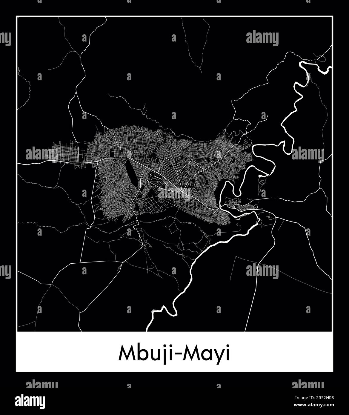 Mappa minima della città di Mbuji-Mayi (Repubblica Democratica del Congo, Africa) Illustrazione Vettoriale