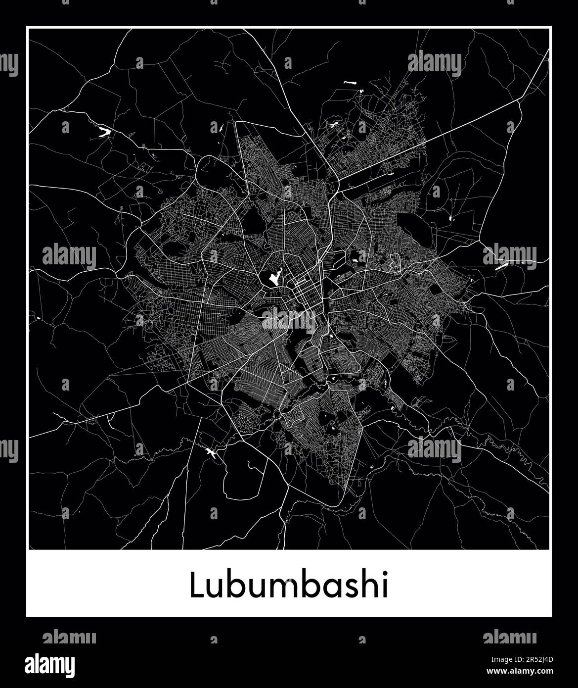 Mappa minima della città di Lubumbashi (Repubblica Democratica del Congo Africa) Illustrazione Vettoriale