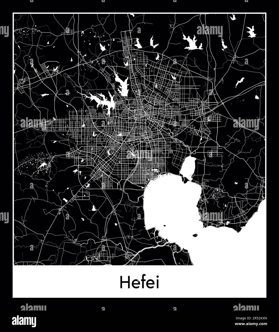 Mappa minima della città di Hefei (Cina Asia) Illustrazione Vettoriale