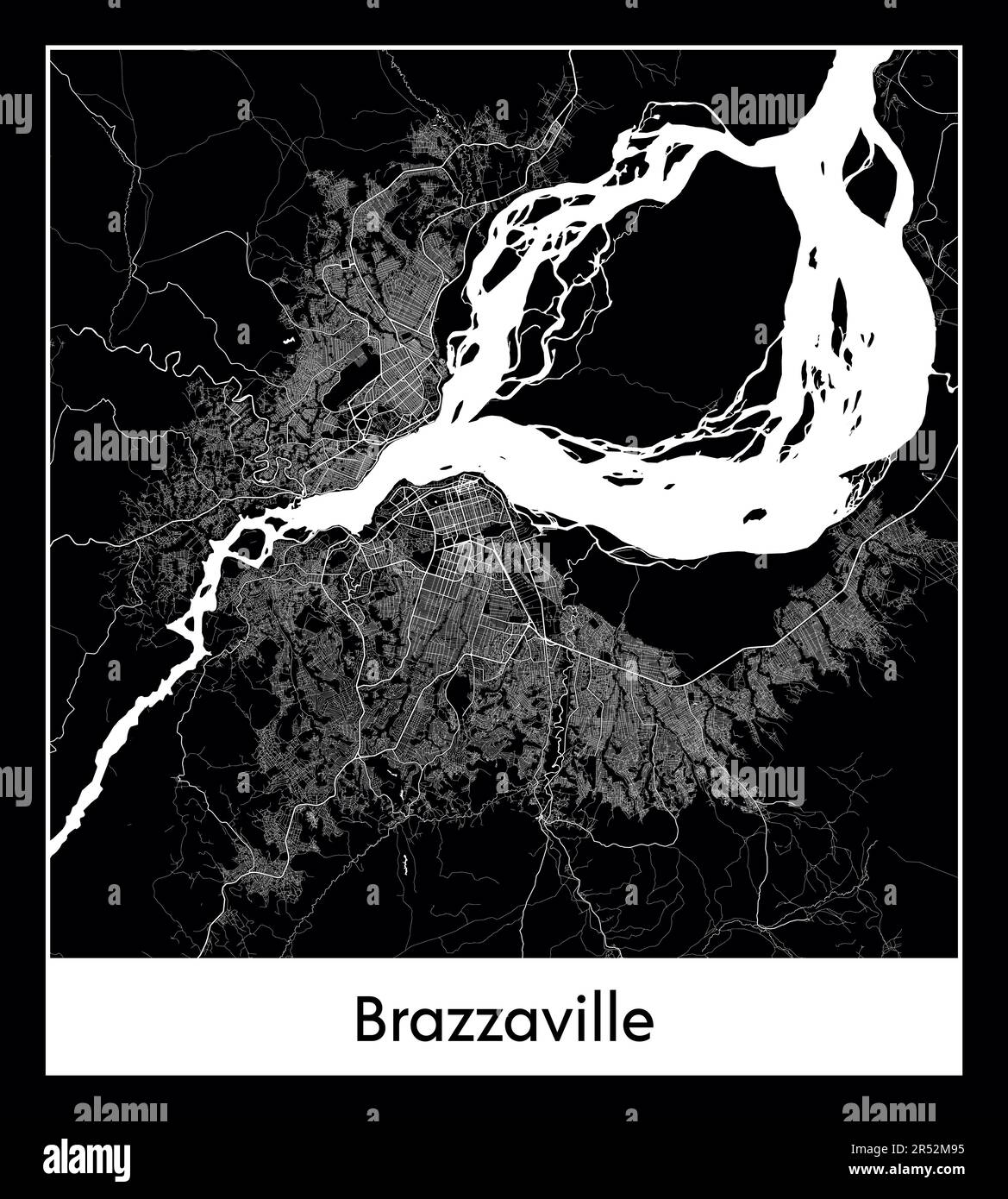 Mappa minima della città di Brazzaville (Repubblica del Congo Africa) Illustrazione Vettoriale
