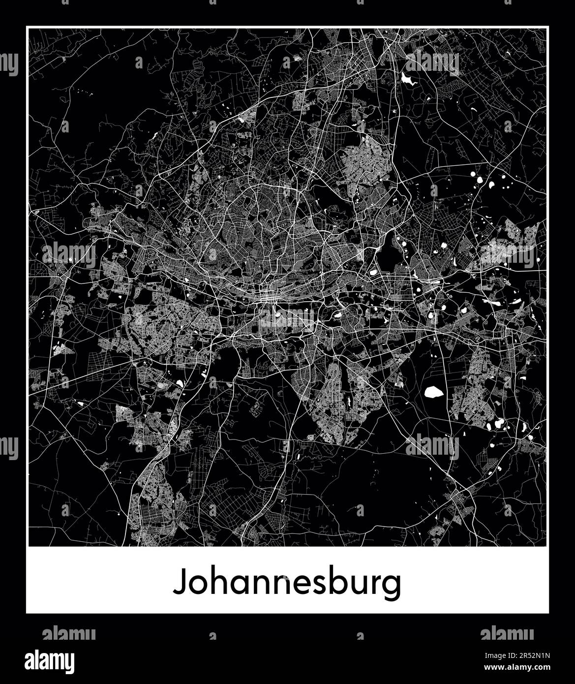 Mappa minima della città di Johannesburg (Sudafrica) Illustrazione Vettoriale
