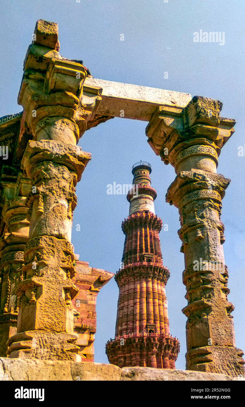 Il Minar di Qutab, Delhi, India Foto Stock