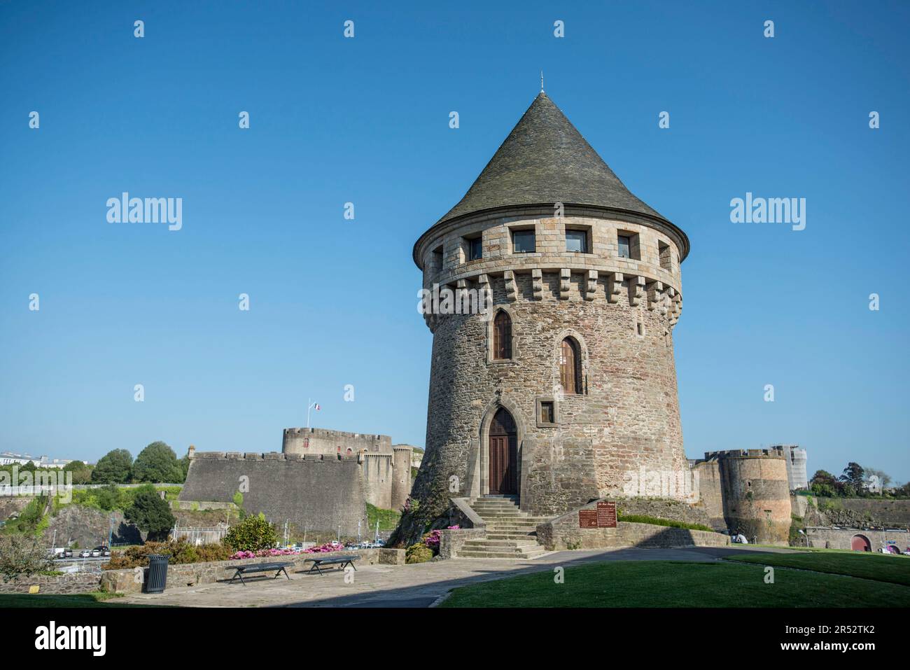 Tour de la Motte Tanguy, Brest, Finistere, Bretagna, Bastille de Quilbignon, Francia Foto Stock