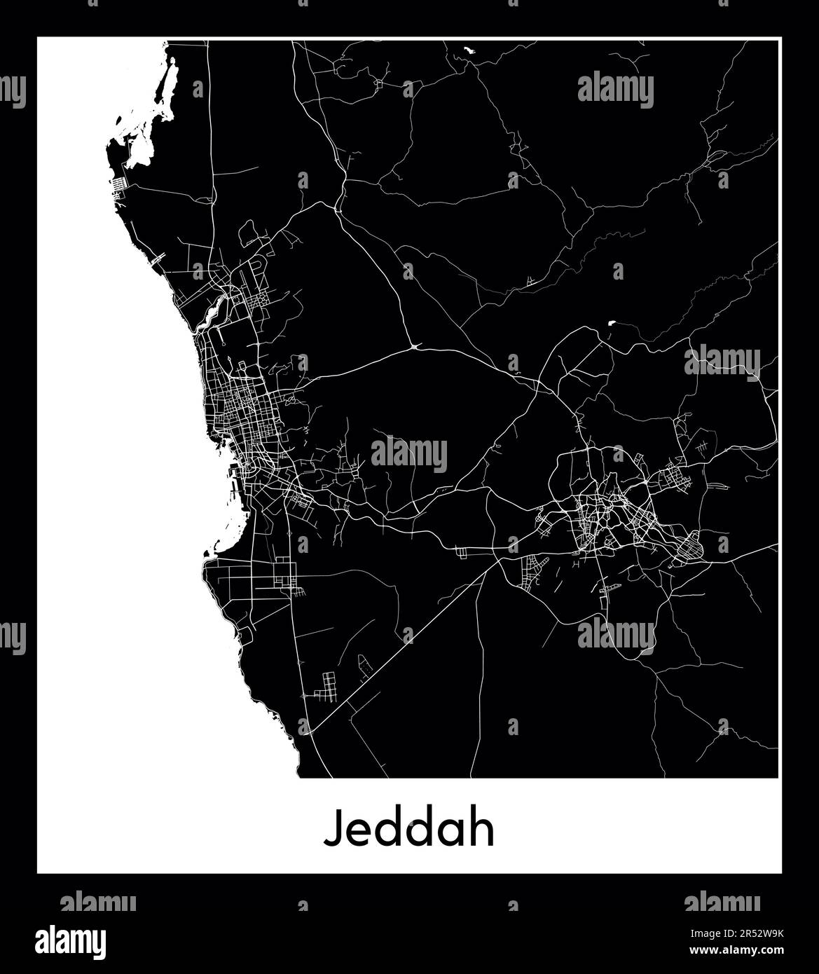 Mappa minima della città di Jeddah (Arabia Saudita Asia)una mappa minimale della città di Jeddah (Arabia Saudita Asia)un Asia) Illustrazione Vettoriale