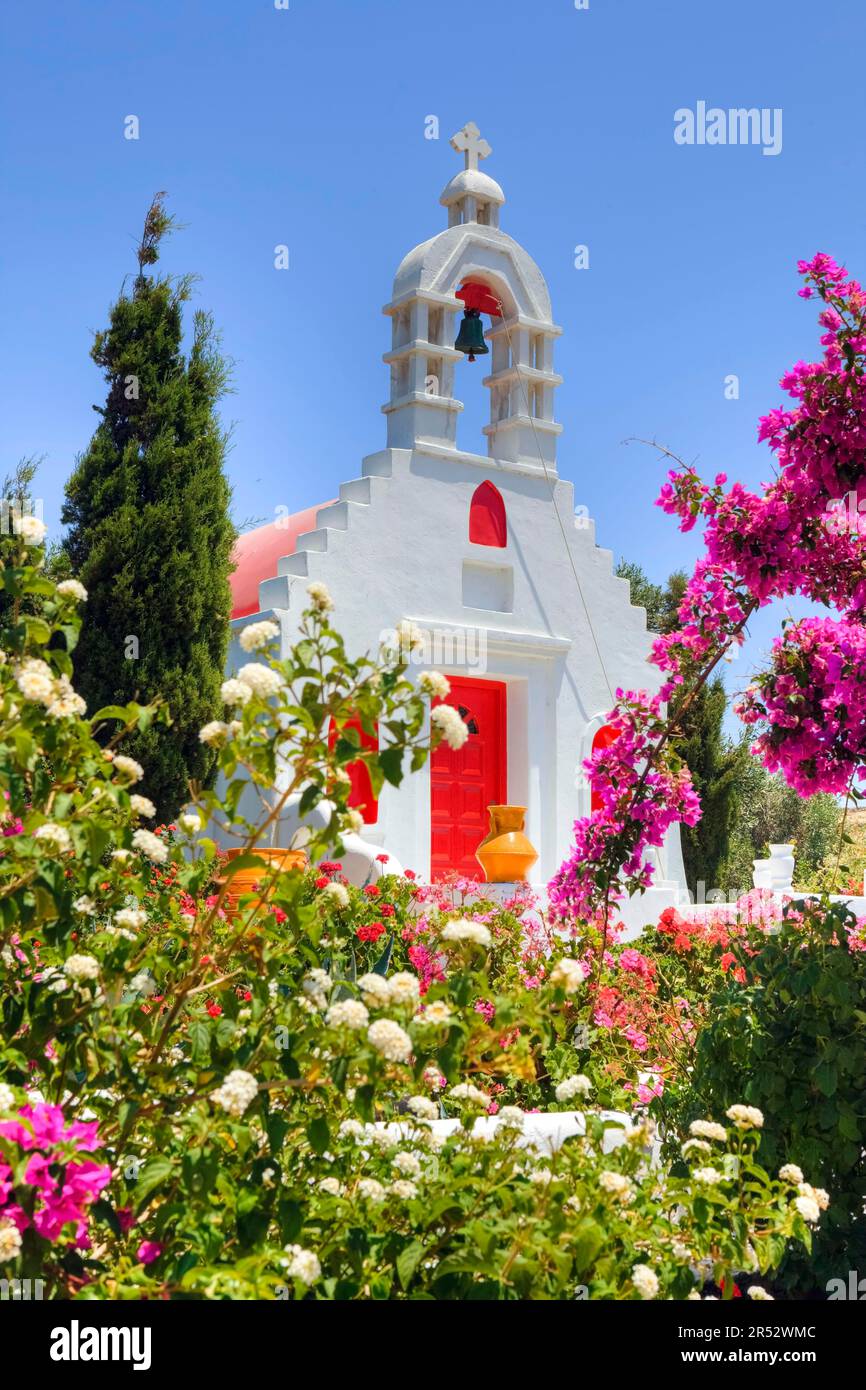 Cappella privata, Mykonos, Cicladi, Grecia Foto Stock
