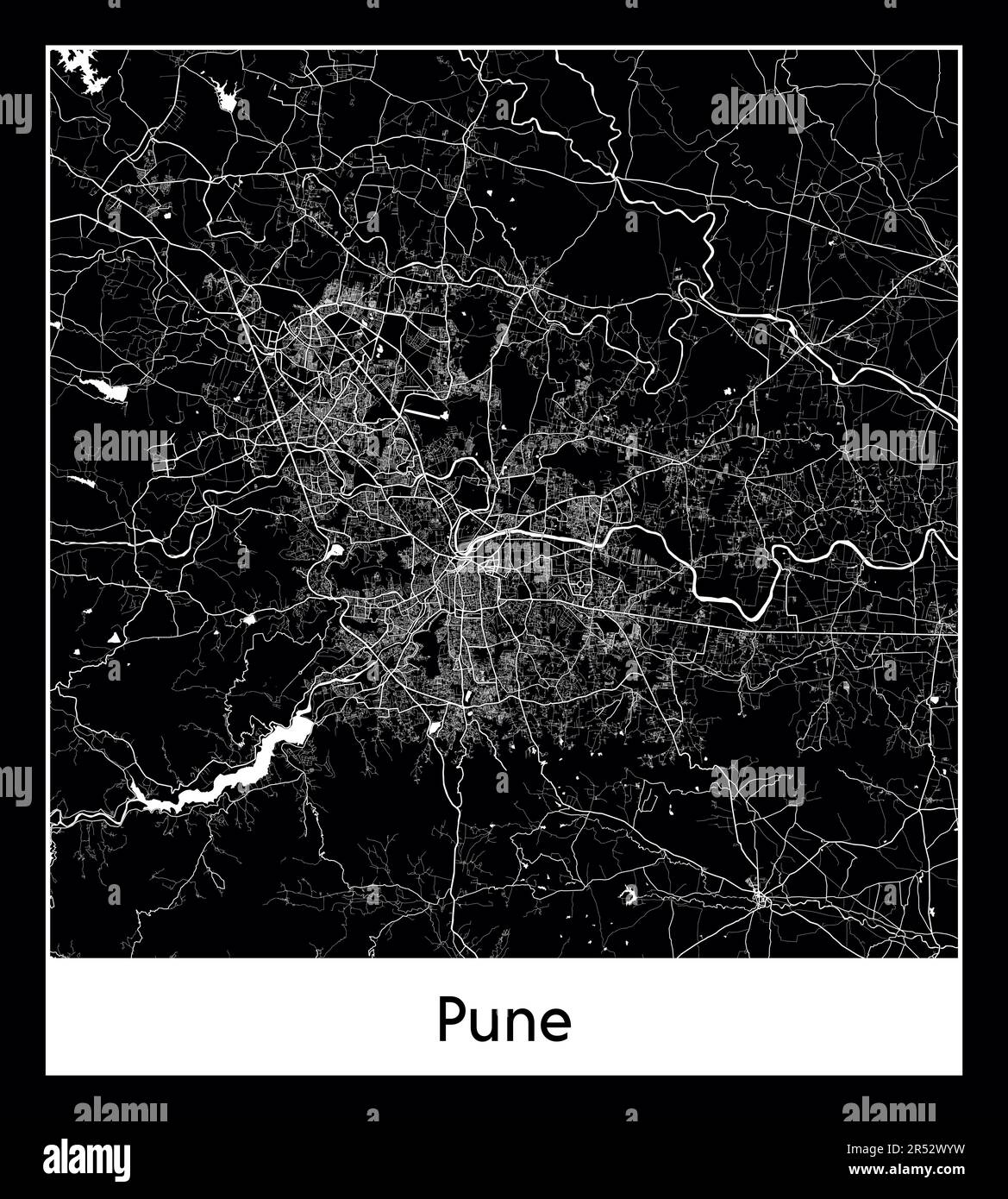 Mappa minima della città di Pune (India Asia)Mappa minima della città di Pune (India Asia) Illustrazione Vettoriale