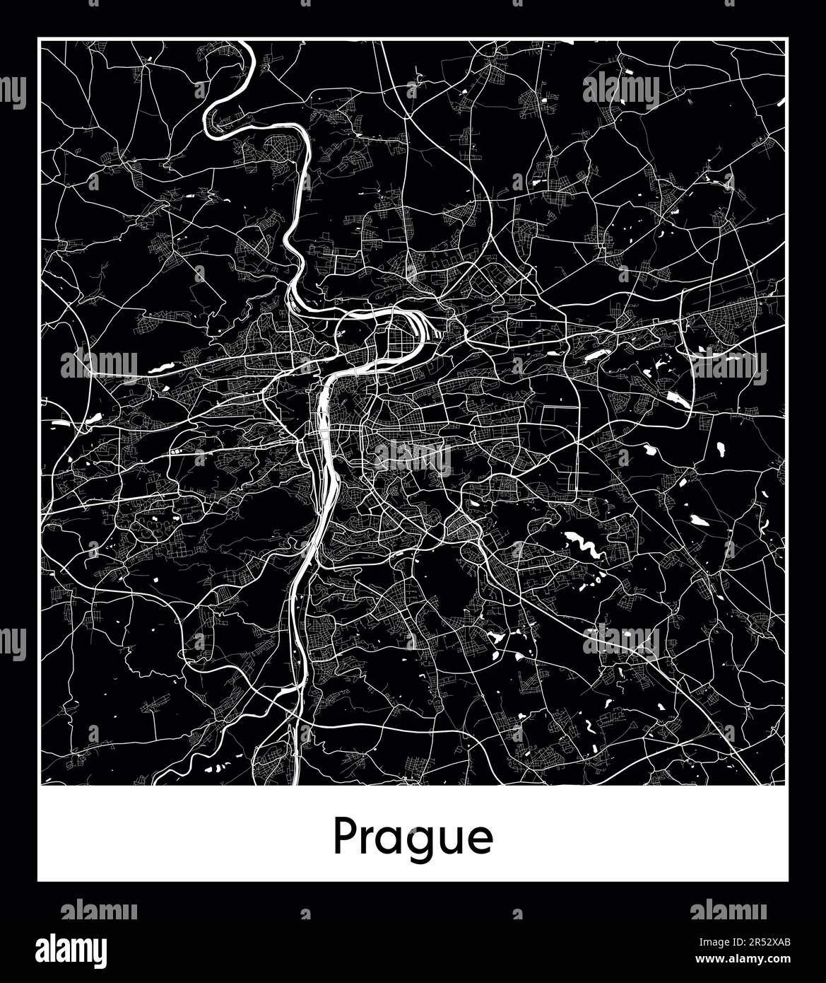 Mappa minima della città di Praga (Repubblica Ceca Europa) Illustrazione Vettoriale