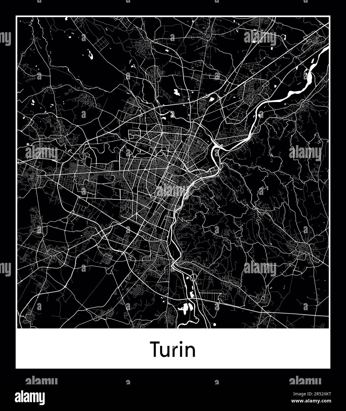 Mappa minima della città di Torino (Italia Europa)Mappa minima della città di Torino (Italia Europa) Illustrazione Vettoriale