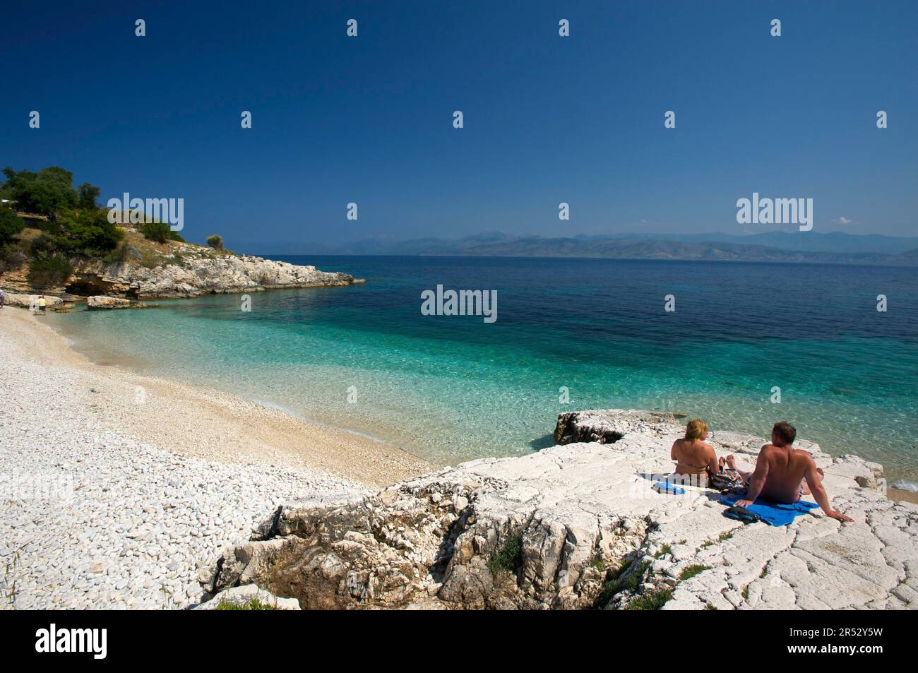 Kassiopi Beach, Corfu, Isole Ionie, Grecia Foto Stock