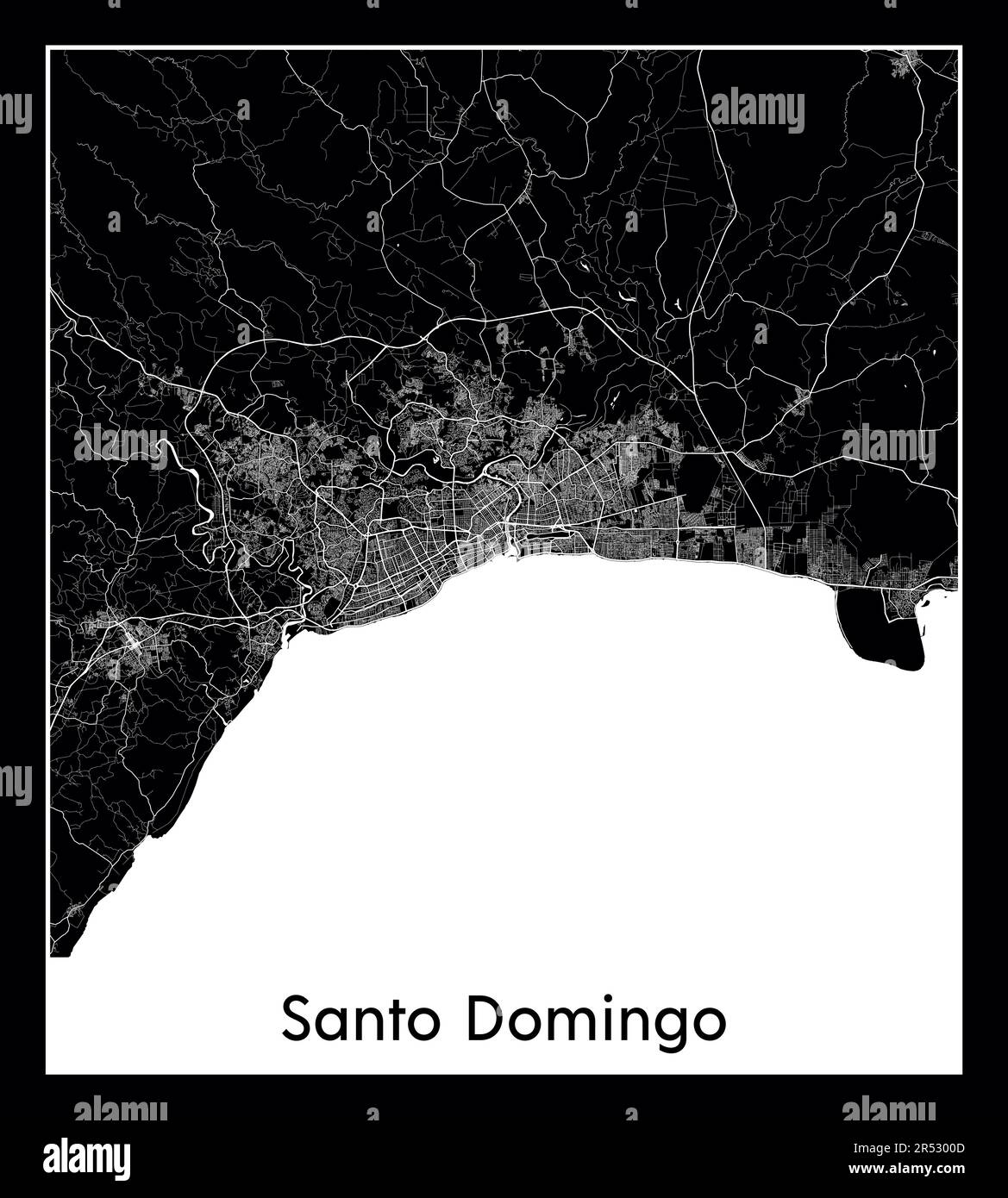 Mappa minima della città di Santo Domingo (Repubblica Dominicana Nord America) Illustrazione Vettoriale