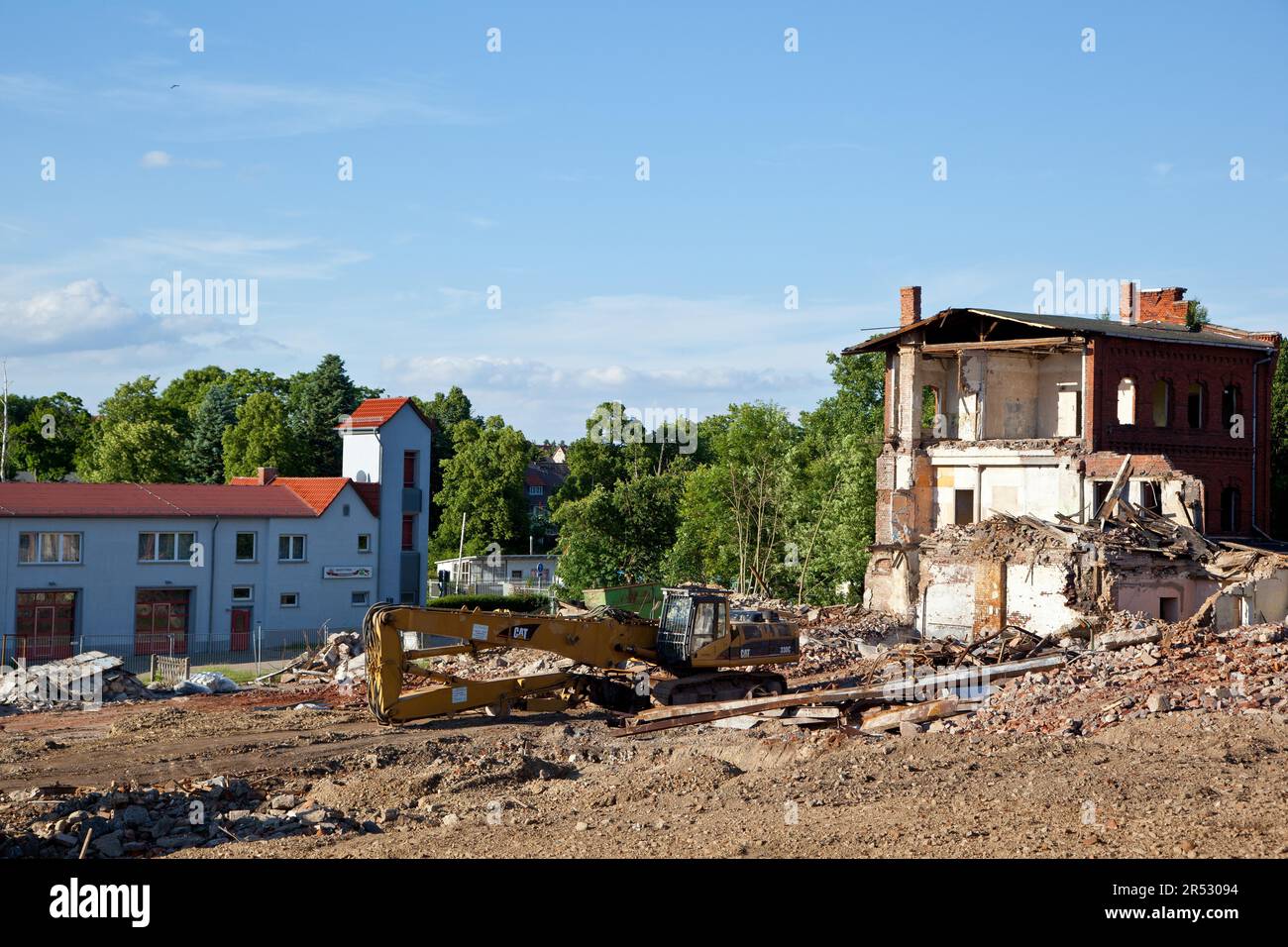 Cantiere del nuovo supermercato Rewe di Harzgerode Foto Stock