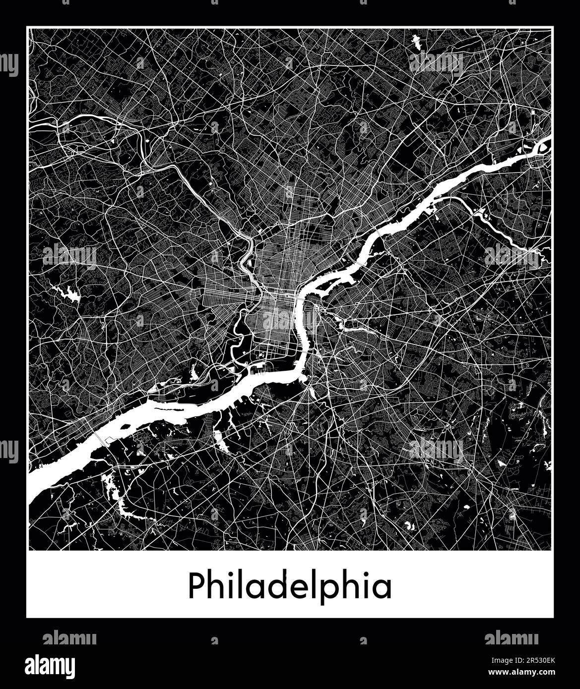 Mappa minima della città di Filadelfia (Stati Uniti, Nord America) Illustrazione Vettoriale