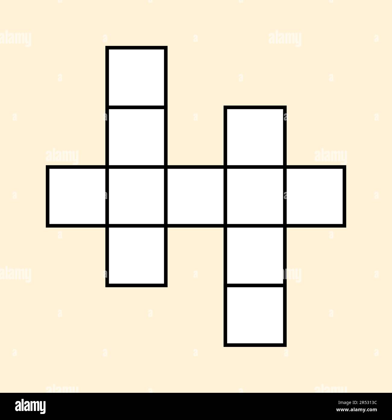 Un modello di griglia vuoto puzzle di for3 parole. per risolvere puzzle cruciverba. Illustrazione vettoriale. Illustrazione Vettoriale