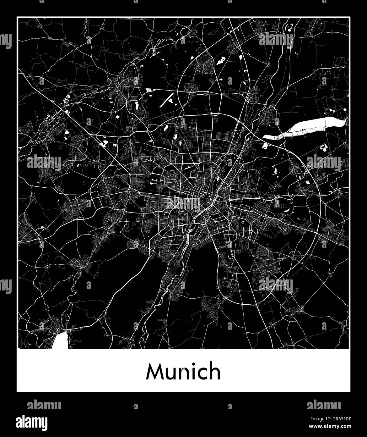 Mappa minima della città di Monaco (Germania EMinimal mappa della città di Monaco (Germania Europa)urope) Illustrazione Vettoriale