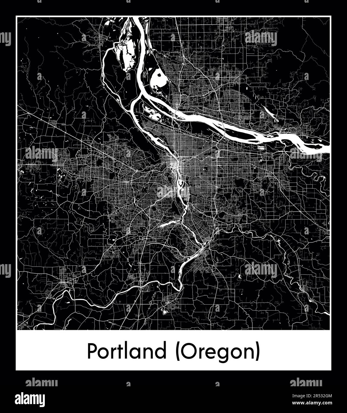 Mappa minima della città di Portland (Oregon) (Stati Uniti Nord America) Illustrazione Vettoriale