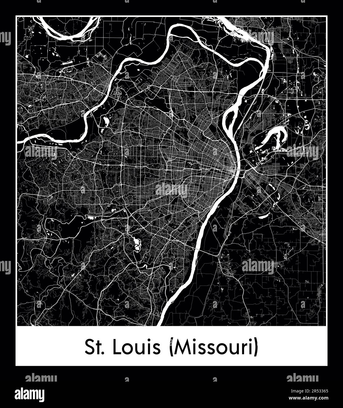 Mappa della città di St. Louis (Missouri) (Stati Uniti, Nord America) Illustrazione Vettoriale