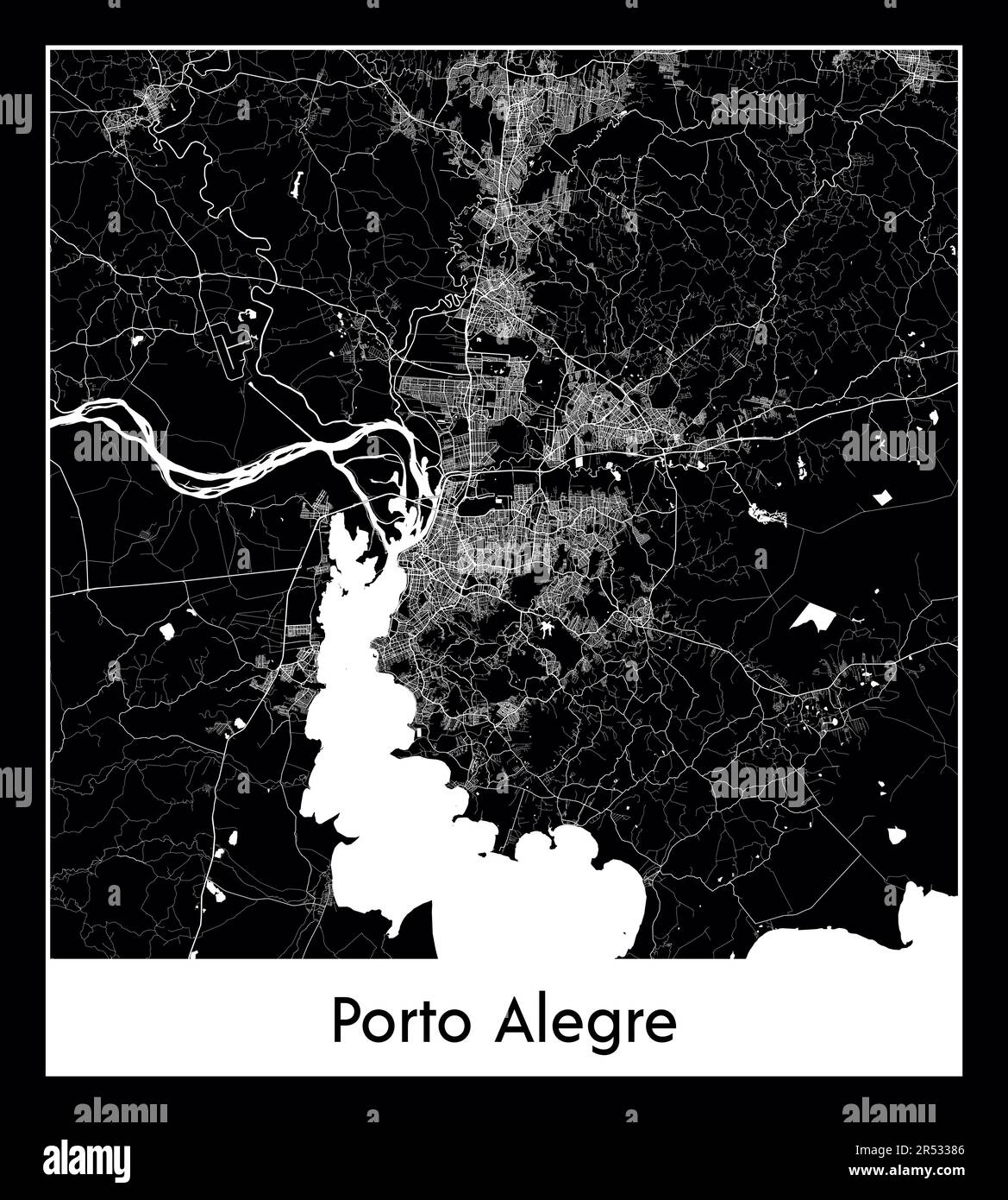 Mappa minima della città di Porto Alegre (Brasile Sud America) Illustrazione Vettoriale