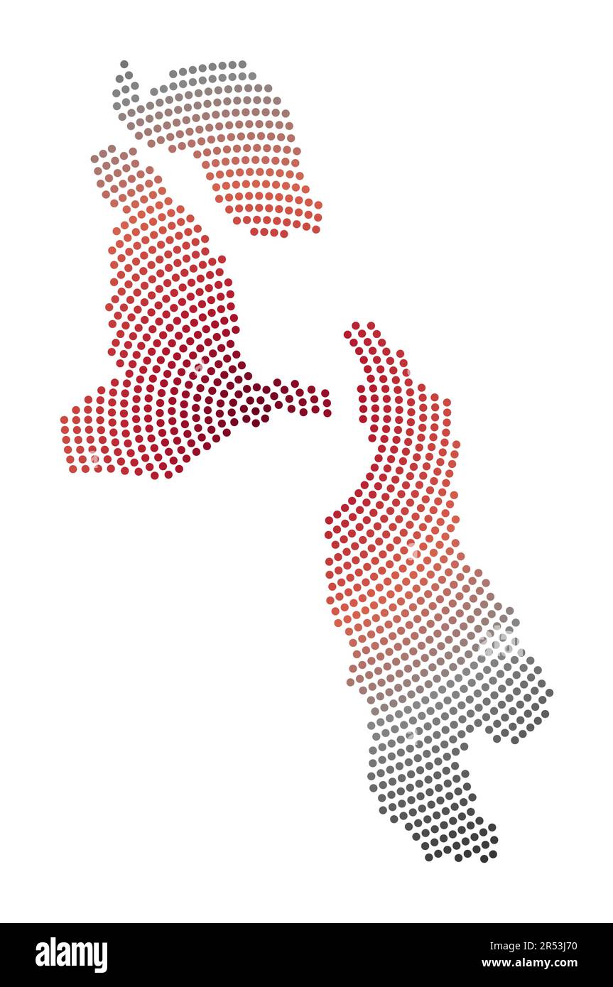 Mappa punteggiata di Pig Beach. Forma in stile digitale di Pig Beach. Icona tecnologica dell'isola con punti sfumati. Illustrazione vettoriale trendy. Illustrazione Vettoriale