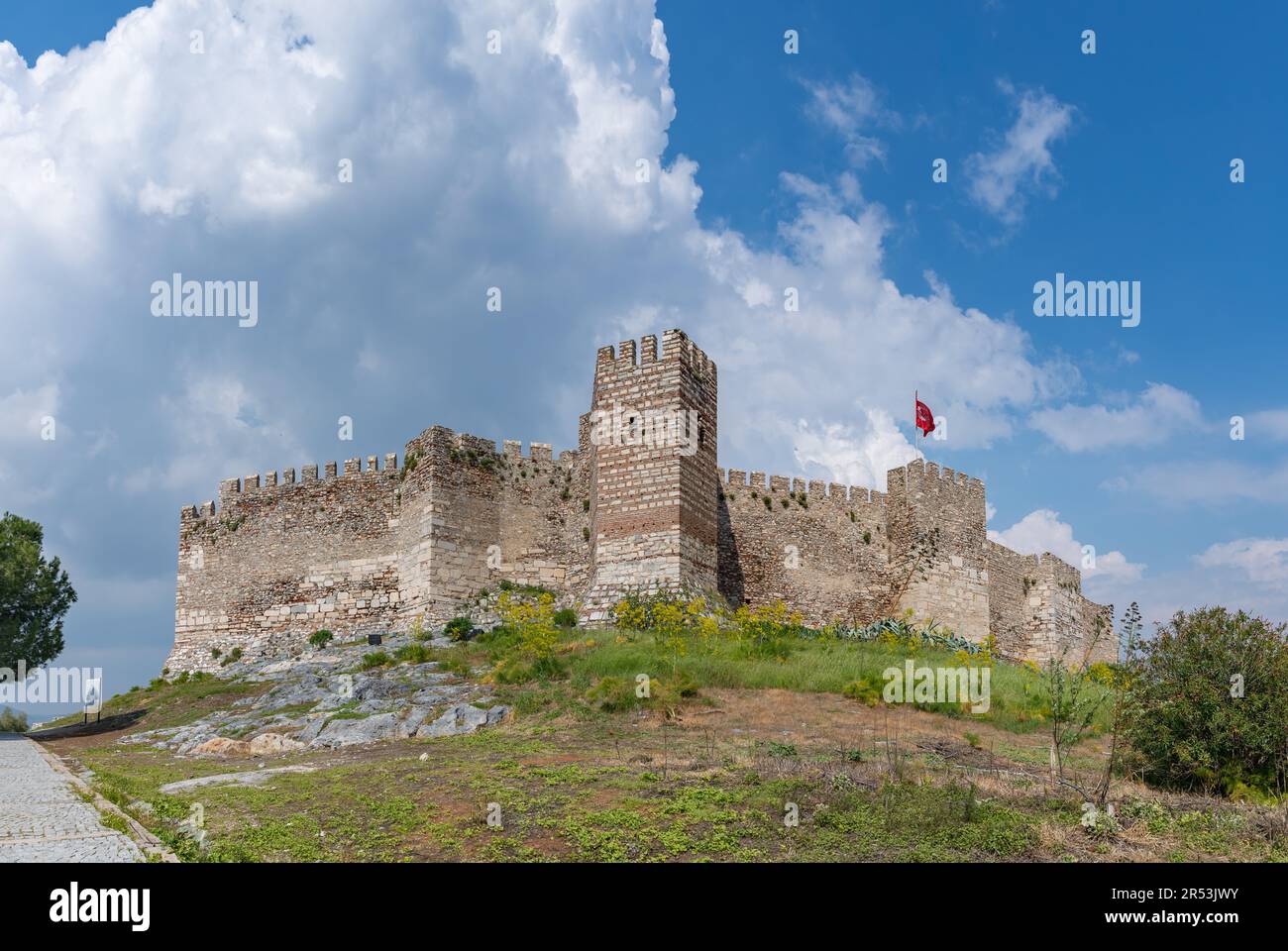 Una foto del Selcuk o Ayasuluk Castello a Selcuk. Foto Stock