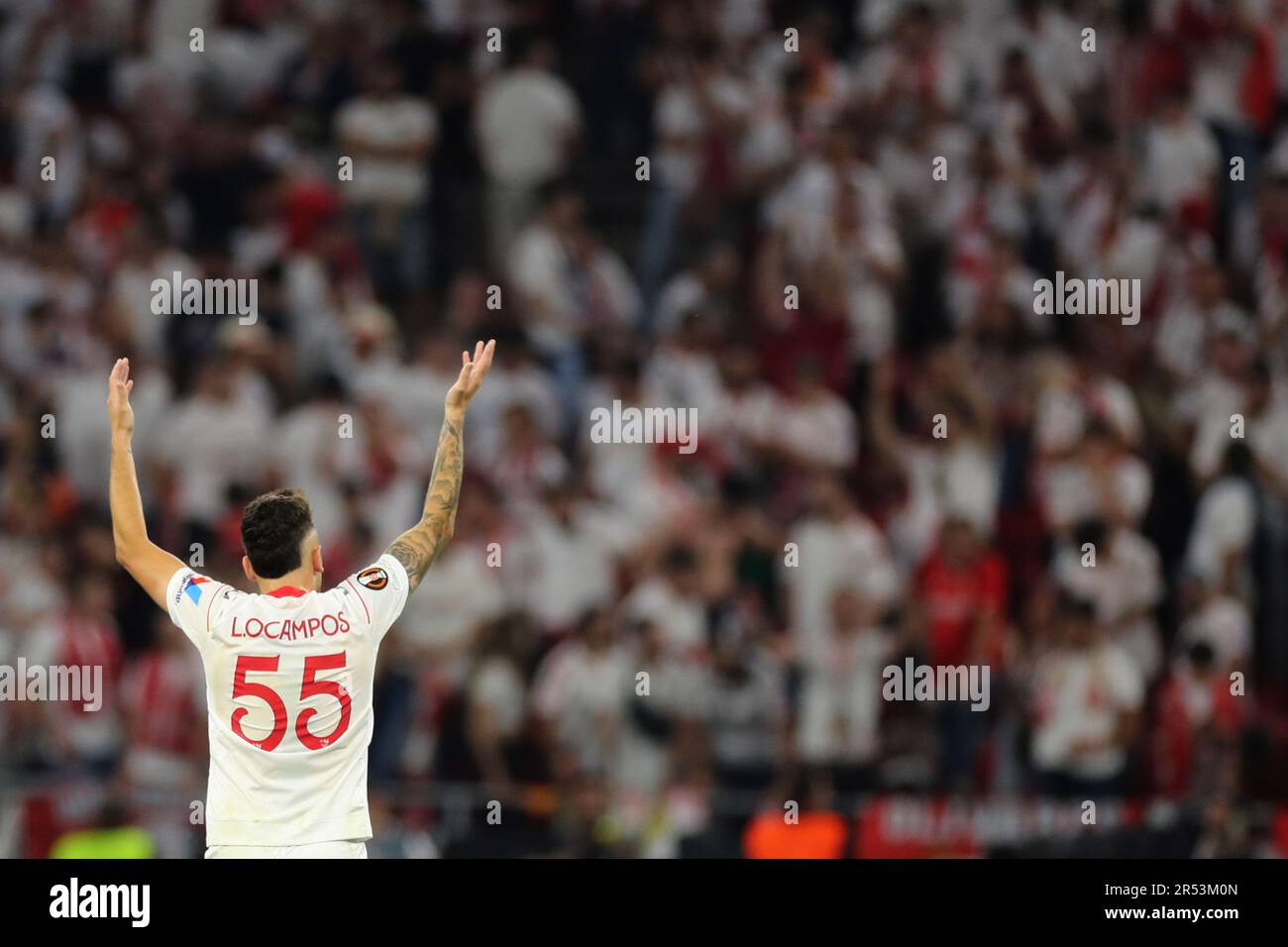 Budapest, . 31st maggio, 2023. Budapest, Ungheria: 31.05.2023: Ocampos durante la finale UEFA Europa League 2023 partita tra Sevilla FC vs COME Roma alla Puskas Arena di Budapest in Ungheria Credit: Independent Photo Agency/Alamy Live News Foto Stock