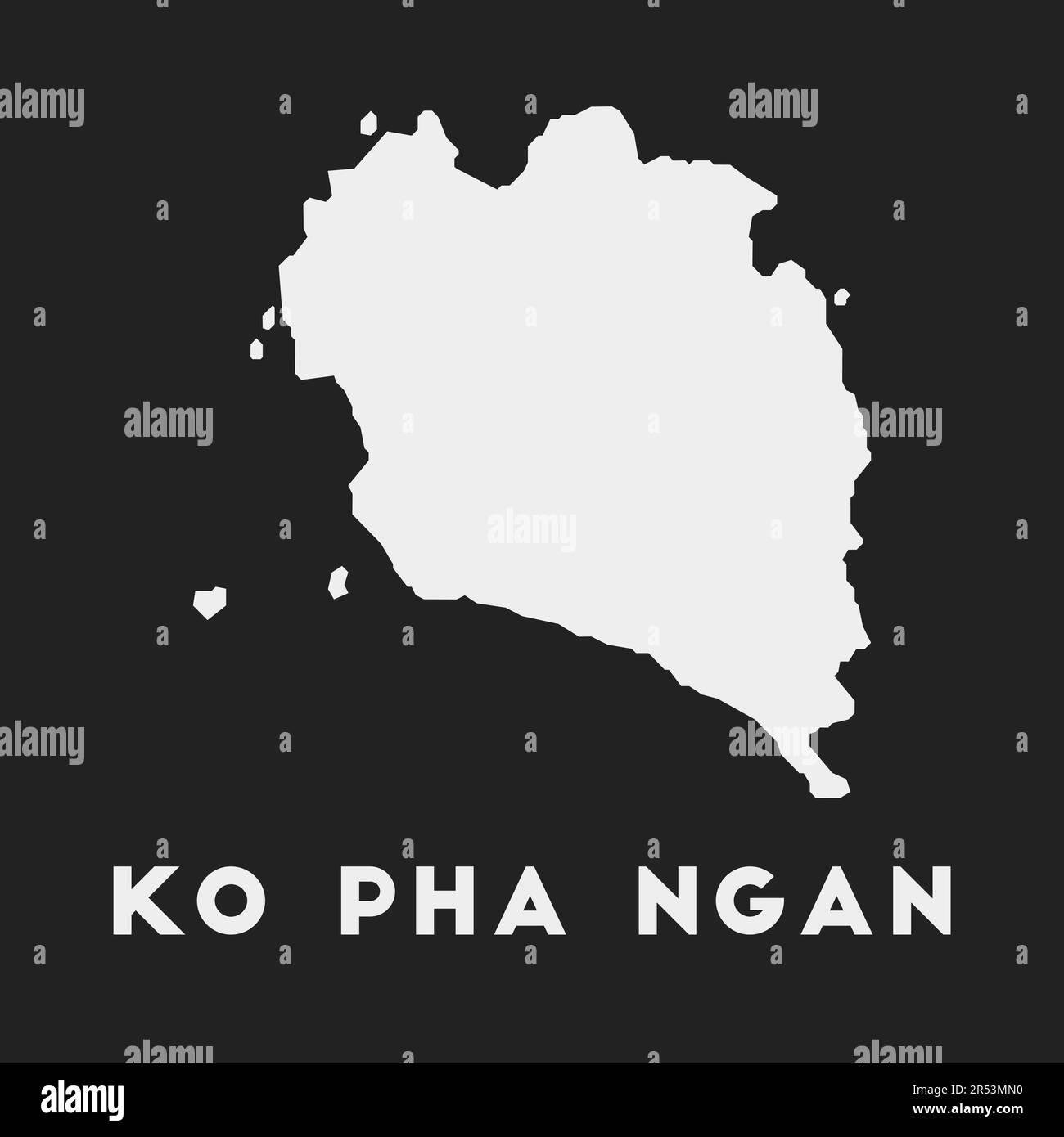 Ko Pha Ngan icona. Mappa dell'isola su sfondo scuro. Elegante mappa Ko Pha Ngan con il nome dell'isola. Illustrazione vettoriale. Illustrazione Vettoriale