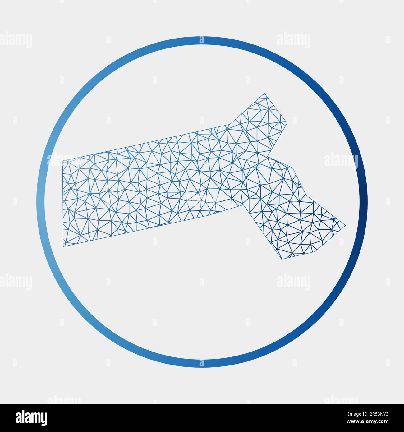 Icona del Massachusetts. Mappa della rete dello stato degli Stati Uniti. Segno del Massachusetts rotondo con anello gradiente. Illustrazione Vettoriale