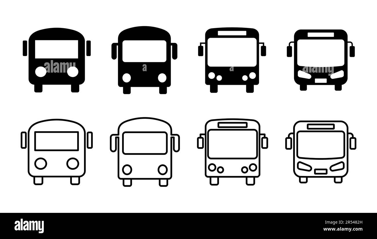 Icona Bus impostata. Icona vettore bus Illustrazione Vettoriale