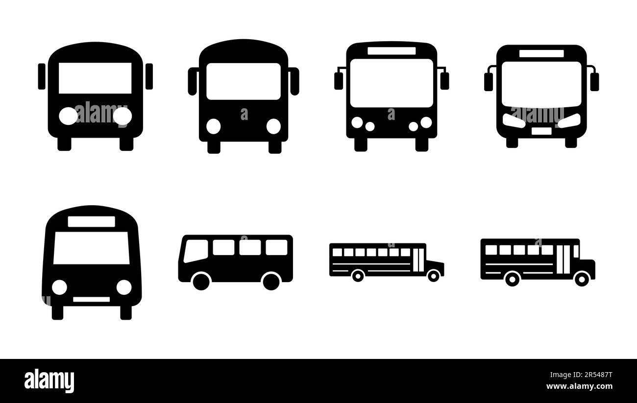 Icona Bus impostata. Icona vettore bus Illustrazione Vettoriale