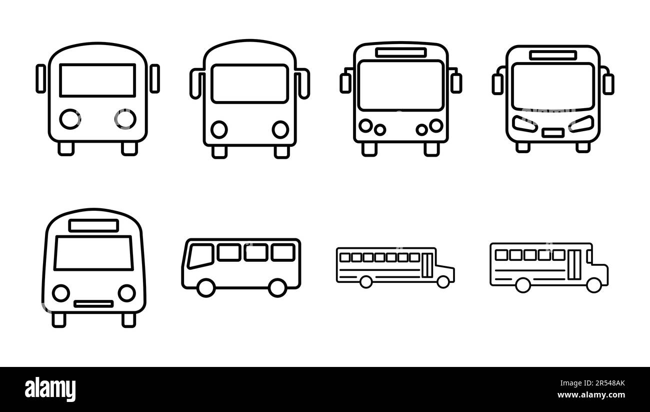 Icona Bus impostata. Icona vettore bus Illustrazione Vettoriale