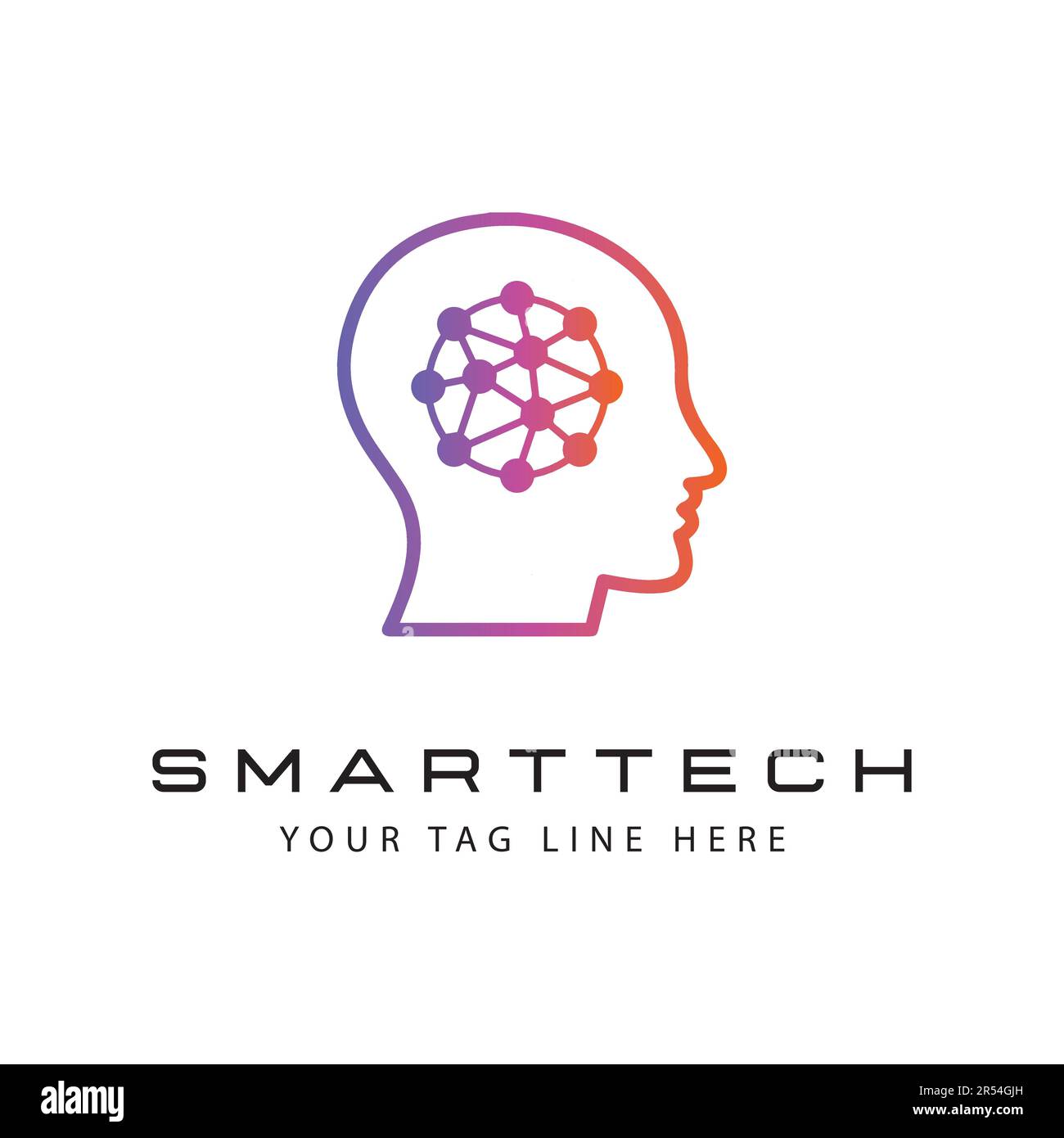 Logo Smart Tech Design Human Brain IT Logo Illustrazione Vettoriale