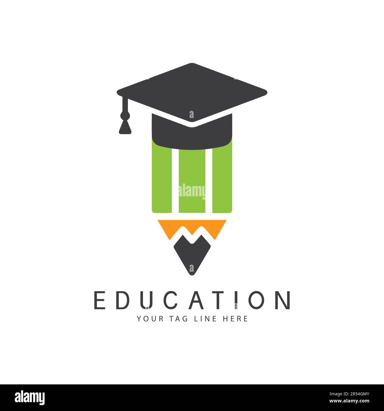 Education Logo Design Books Graduation Hat logotipo Pencil Vector Illustrazione Vettoriale