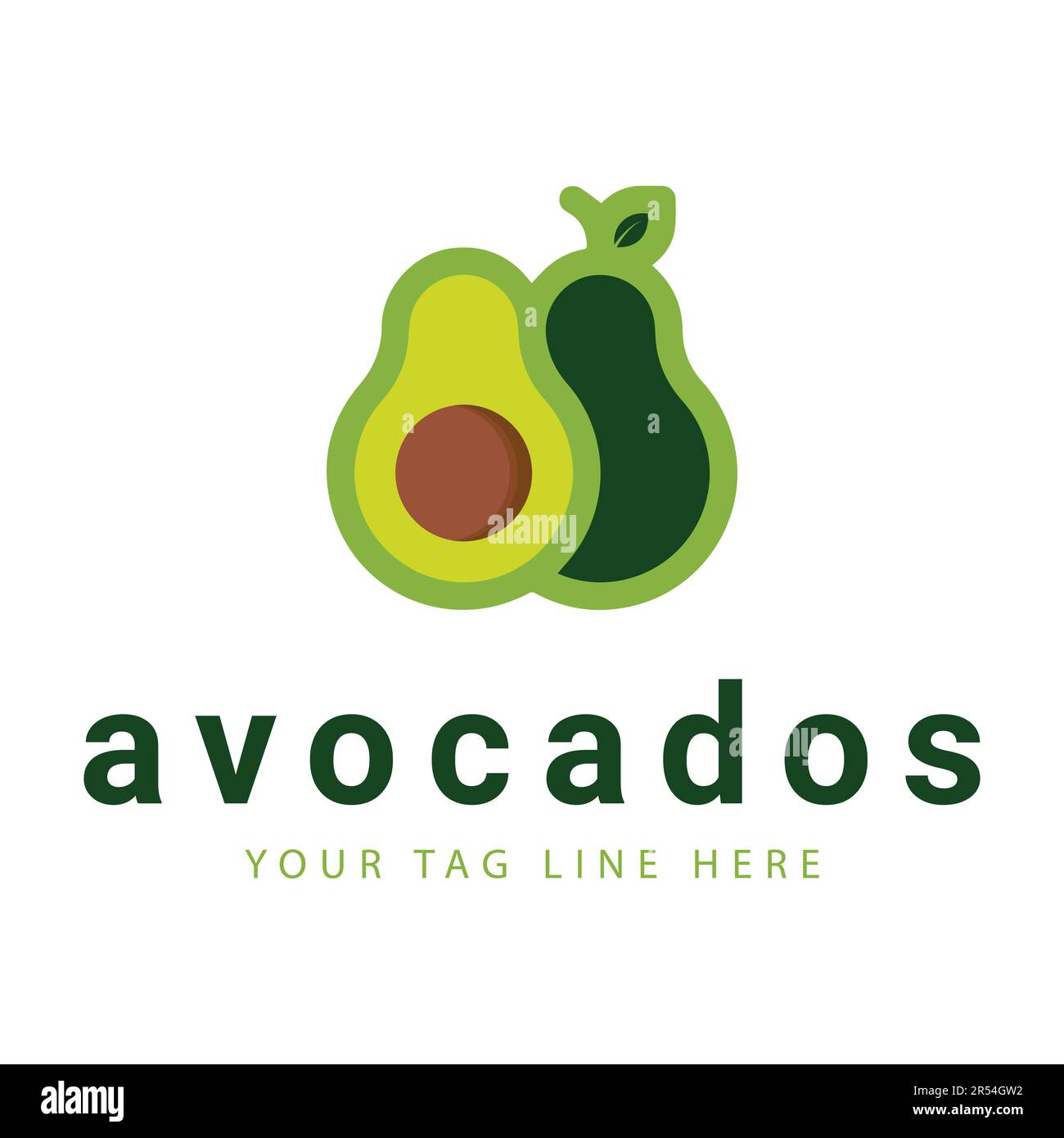 Logo avocado Design sano logotipo di alimentazione Illustrazione Vettoriale