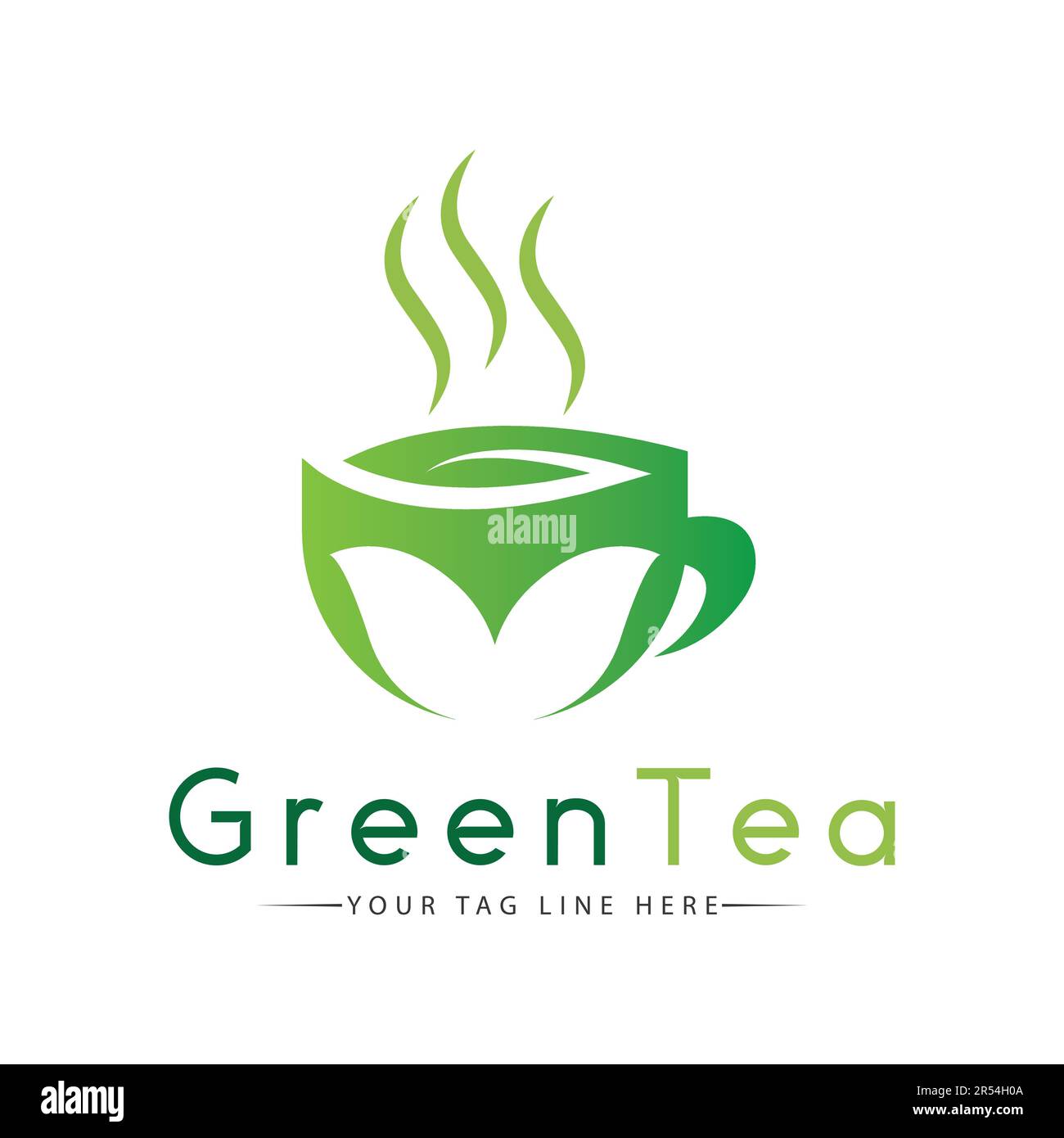 Logo del tè verde Design del tè biologico naturale in foglia logotipo Illustrazione Vettoriale