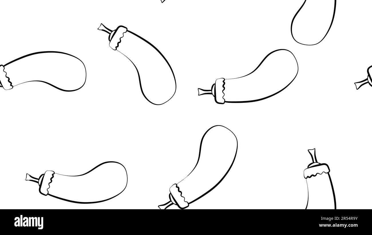 melanzana su sfondo bianco, illustrazione vettoriale, pattern. melanzana viola. verdure per insalata e mangiare. illustrazione senza cuciture, sfondo per de Illustrazione Vettoriale