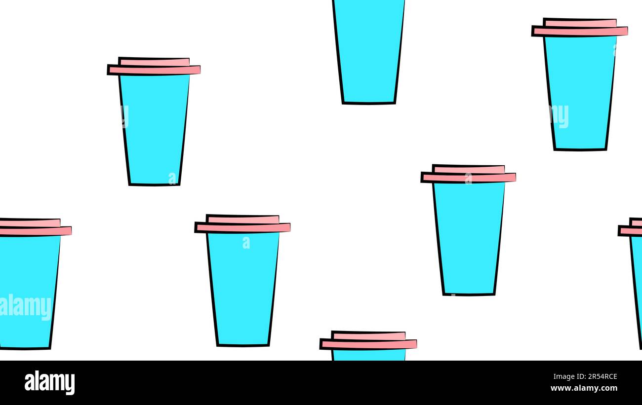 Motivo senza cuciture con ciotole colorate disegnate a mano per gelato, secchio per gelato, gelato alle papille, coni per gelato, ghiaccio. Illustrazione Vettoriale