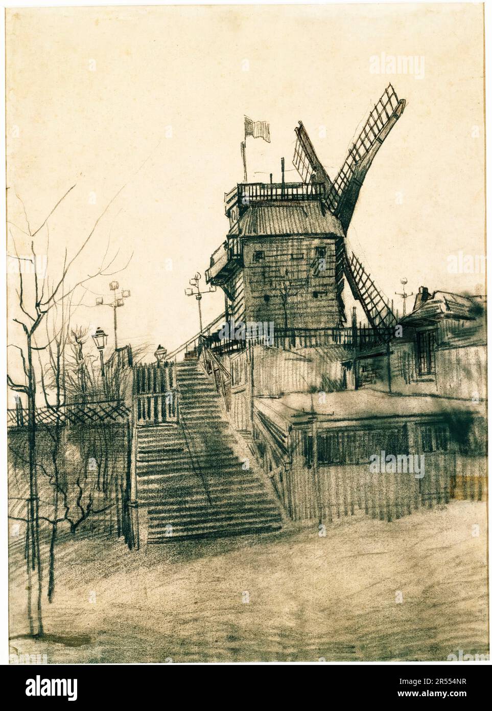 Vincent van Gogh, le Moulin de la Galette, disegno 1886 Foto Stock